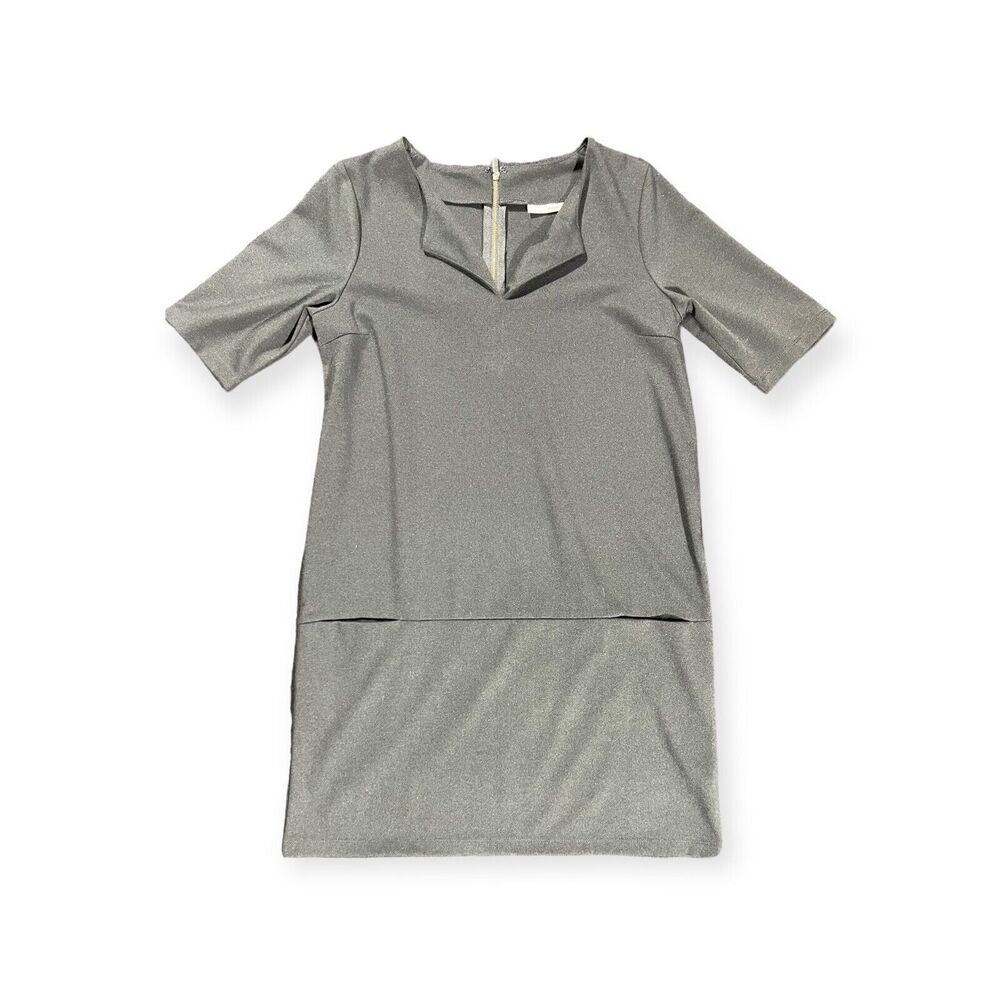 Halogen Dress Women's XS Black Stretch Split V-Neck Short Sleeve Loose Fit Mod‎